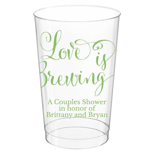 Love is Brewing Clear Plastic Cups